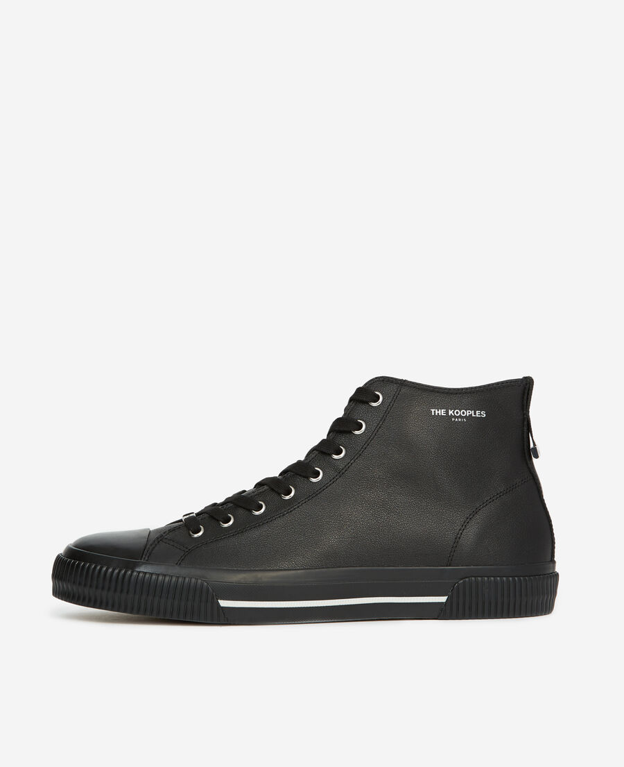Black hightop trainers in smooth leather The Kooples