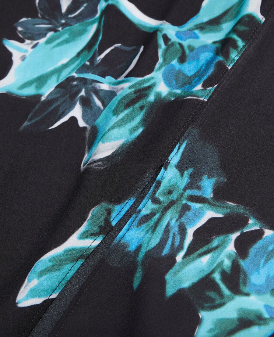 The Kooples WOMEN BLACK BLUE long printed skirt