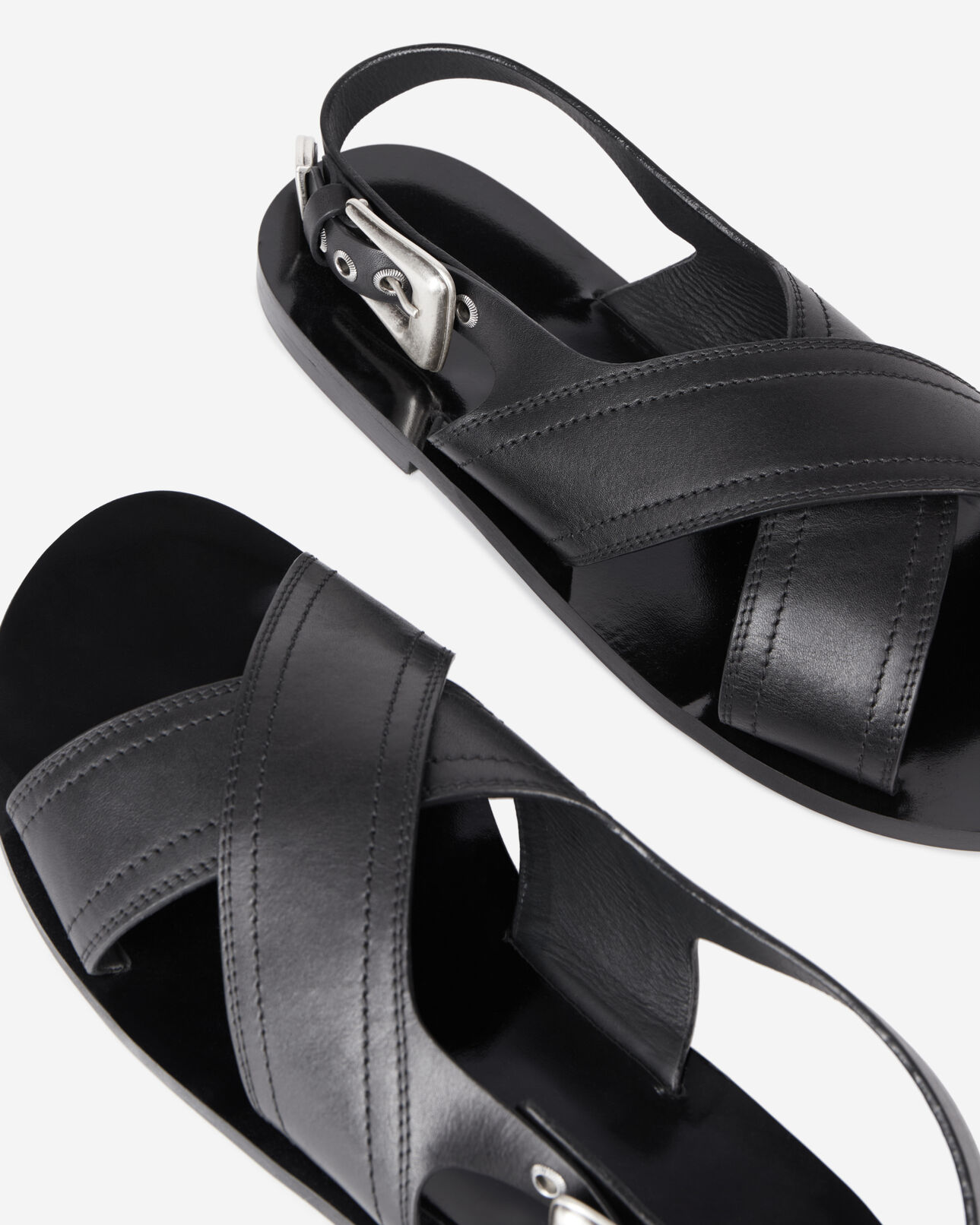 The Kooples HOMME BLACK sandales en cuir noir