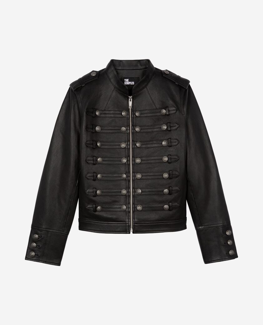 The Kooples FEMME BLACK blouson en cuir style officier noir