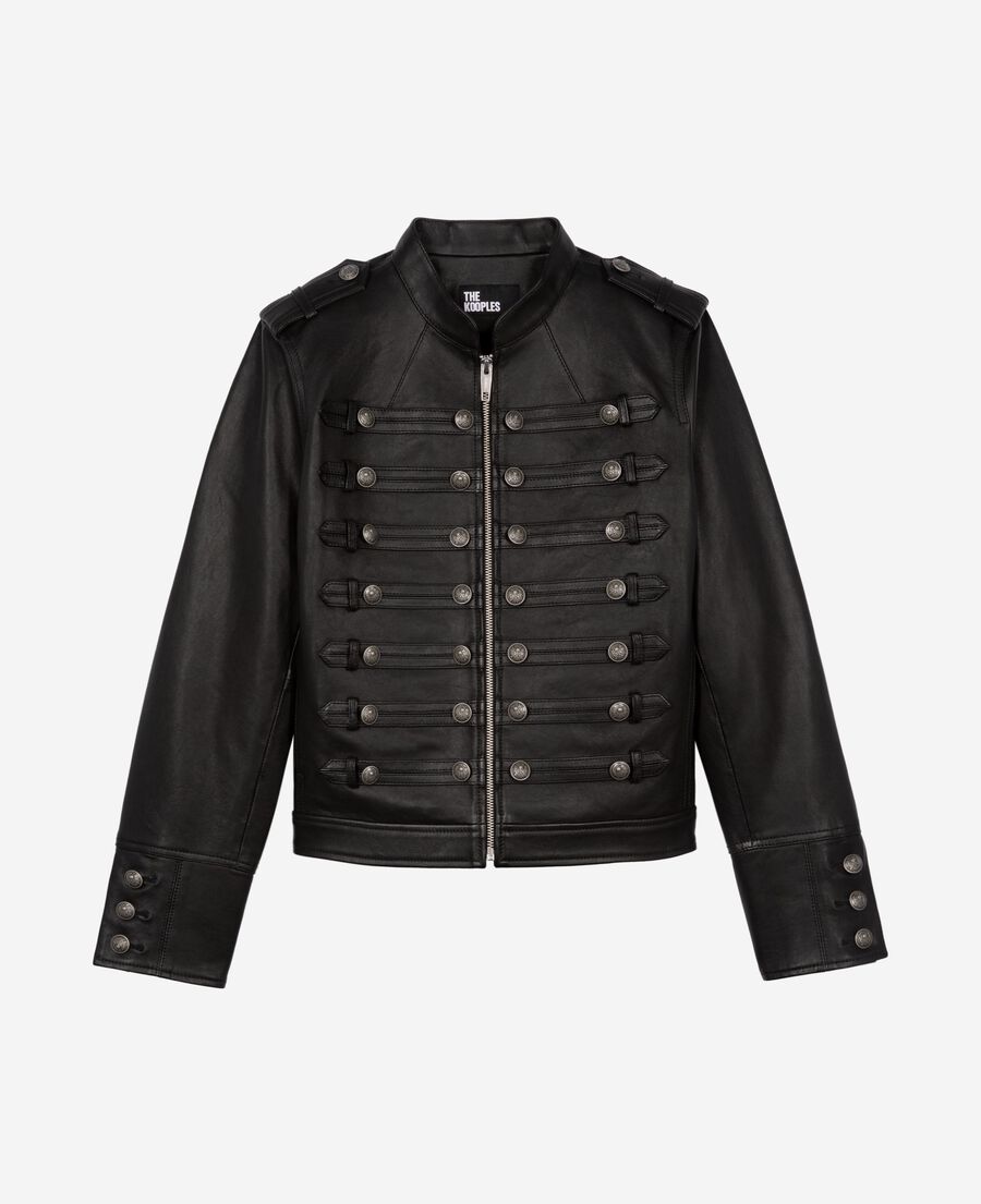 The Kooples F BLACK black officer-style leather jacket