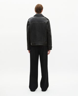 The Kooples HOMME BLACK blouson en cuir double boutonnage noir