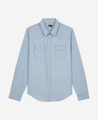 The Kooples H BABY BLUE light blue denim shirt