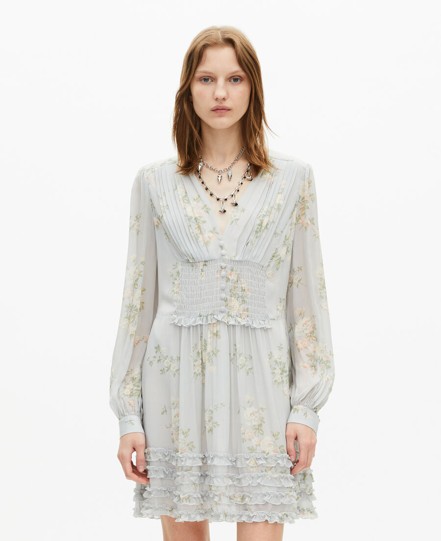 The Kooples WOMEN BLUE blue floral print short dress