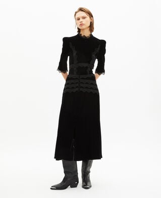 The Kooples FEMME BLACK top en velours noir