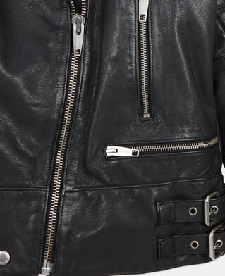 The Kooples DAMEN BLACK schwarzer blouson im bikerstil aus leder