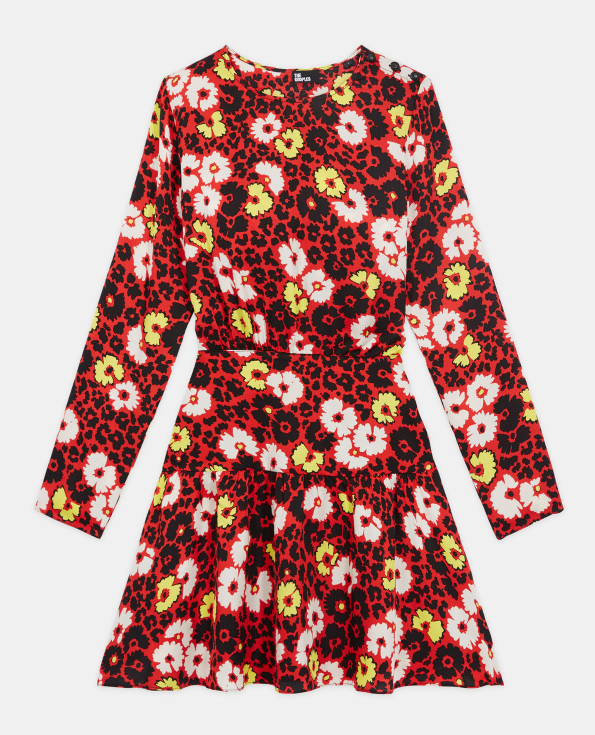 Floral print short dress, RED / YELLOW, hi-res image number null