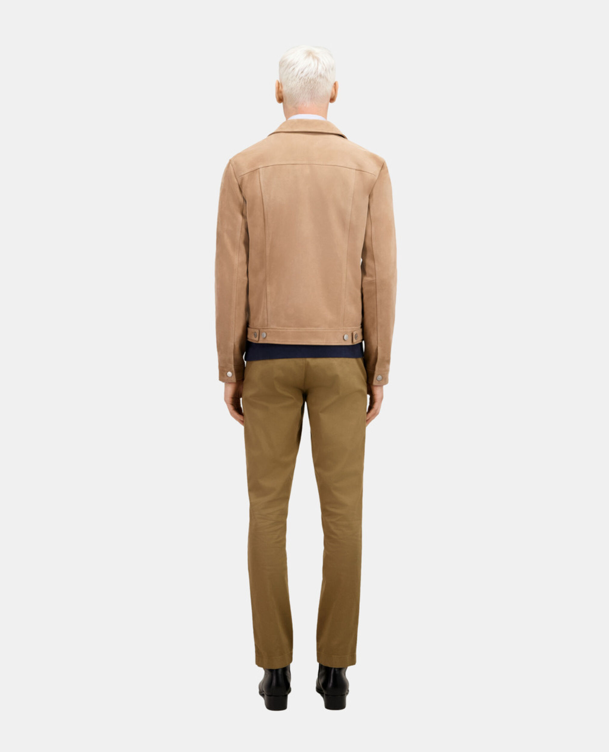 Blouson en cuir suède beige, BEIGE, hi-res image number null