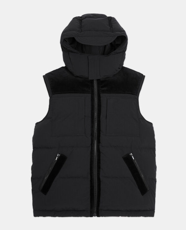 black sleeveless down jacket