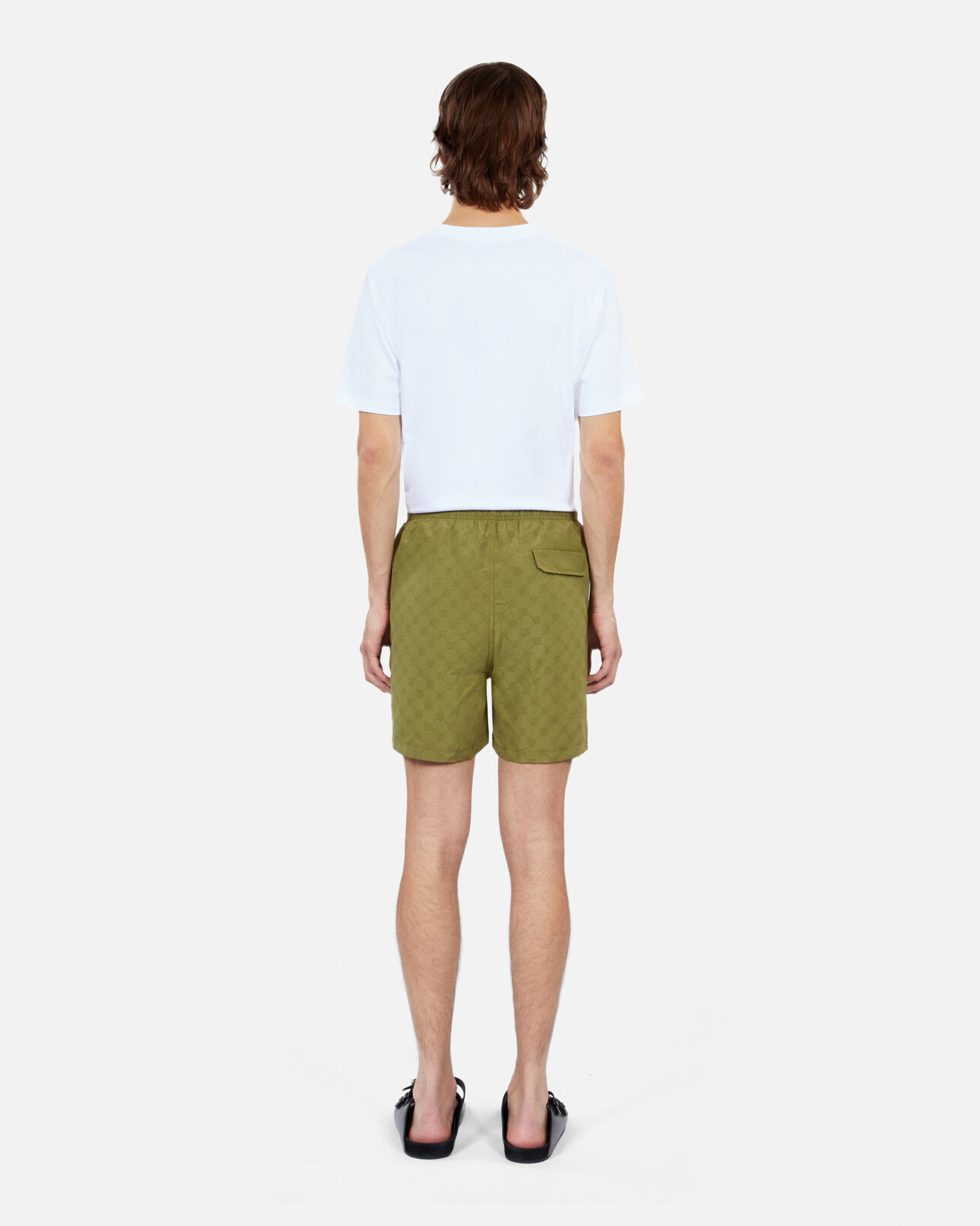 The Kooples MEN KAKI monogram khaki swim shorts