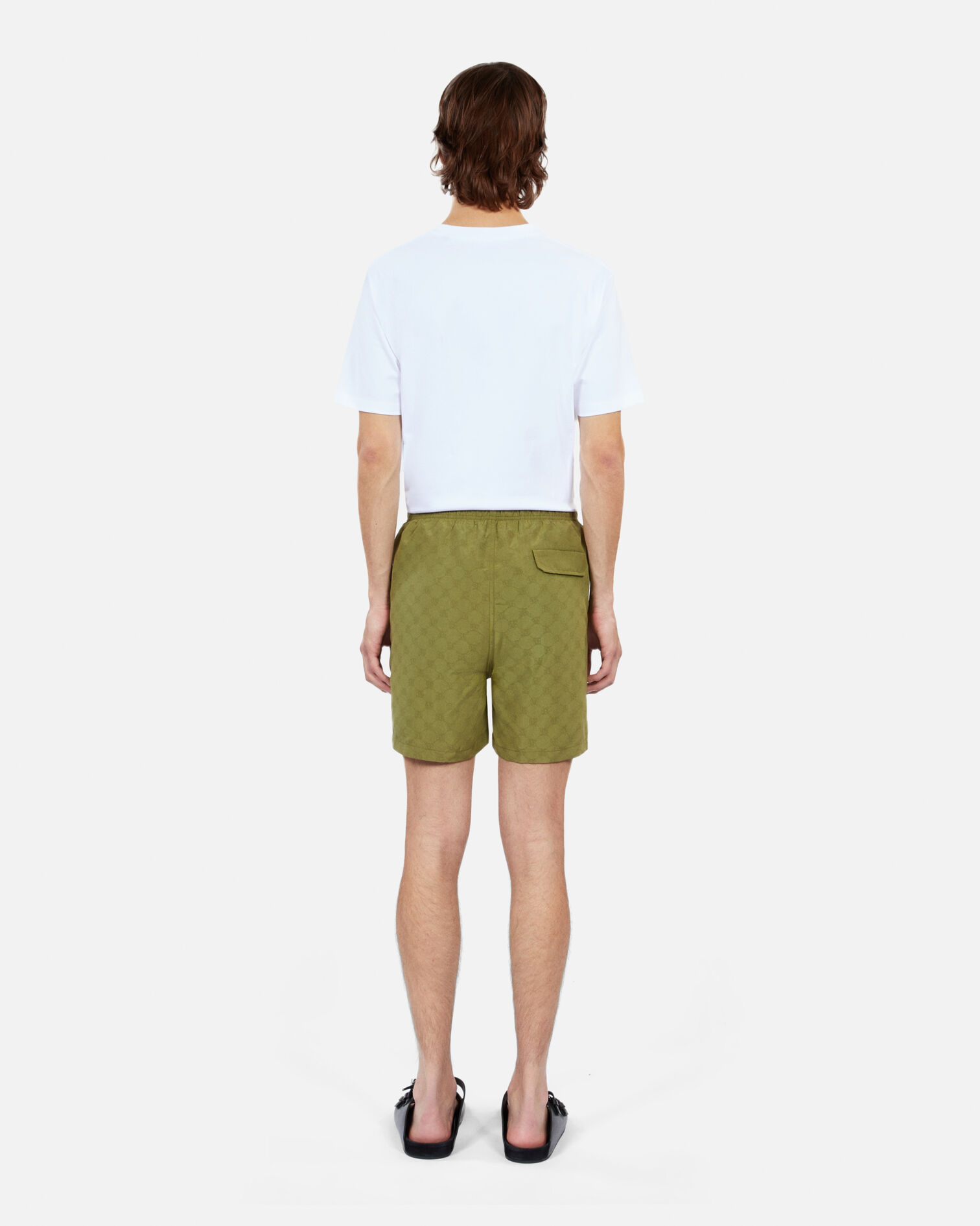 Monogram khaki swim shorts, KAKI, hi-res image number null