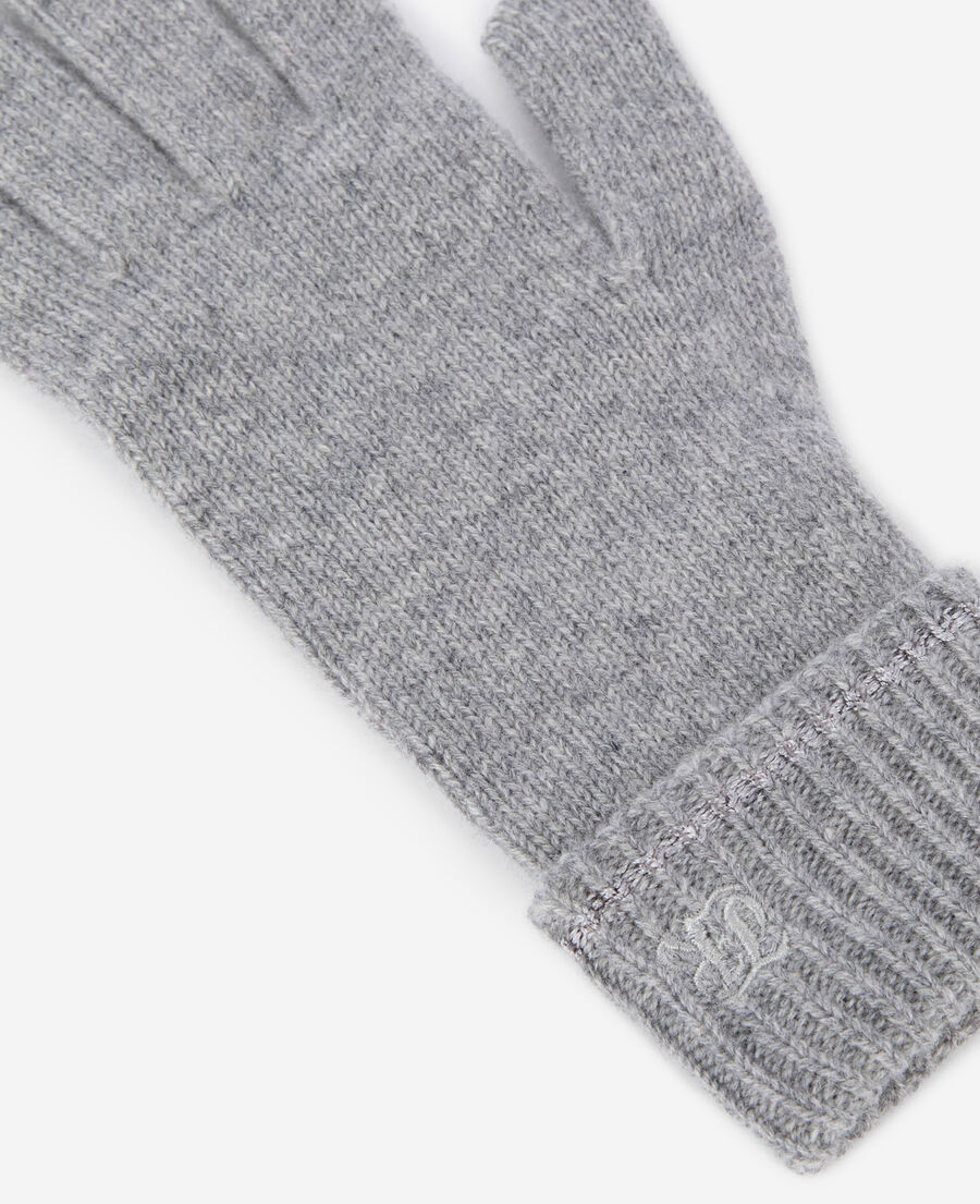 The Kooples MIXED MIDDLE GREY MEL grey cashmere gloves