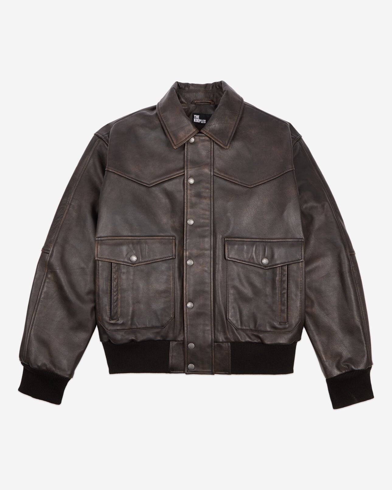 The Kooples MEN DARK BROWN brown leather jacket