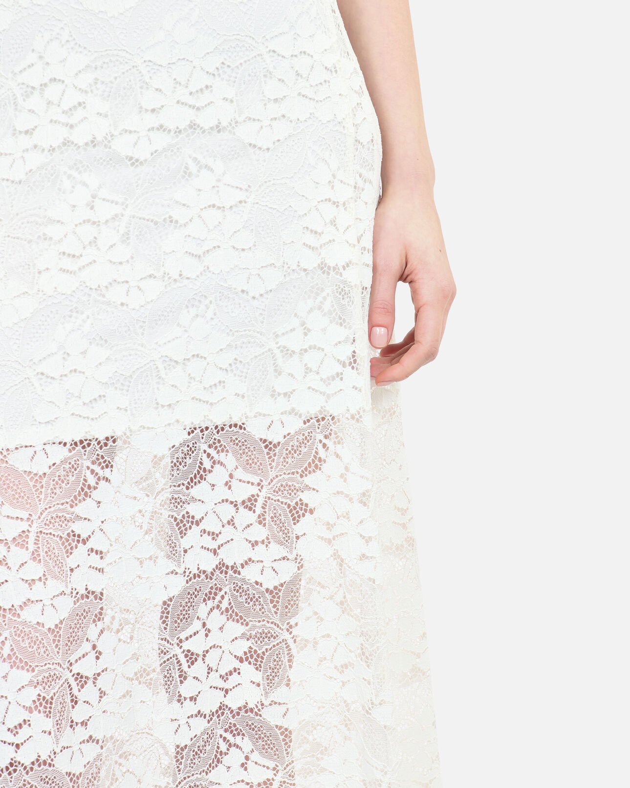 The Kooples FEMME ECRU jupe longue en dentelle écrue