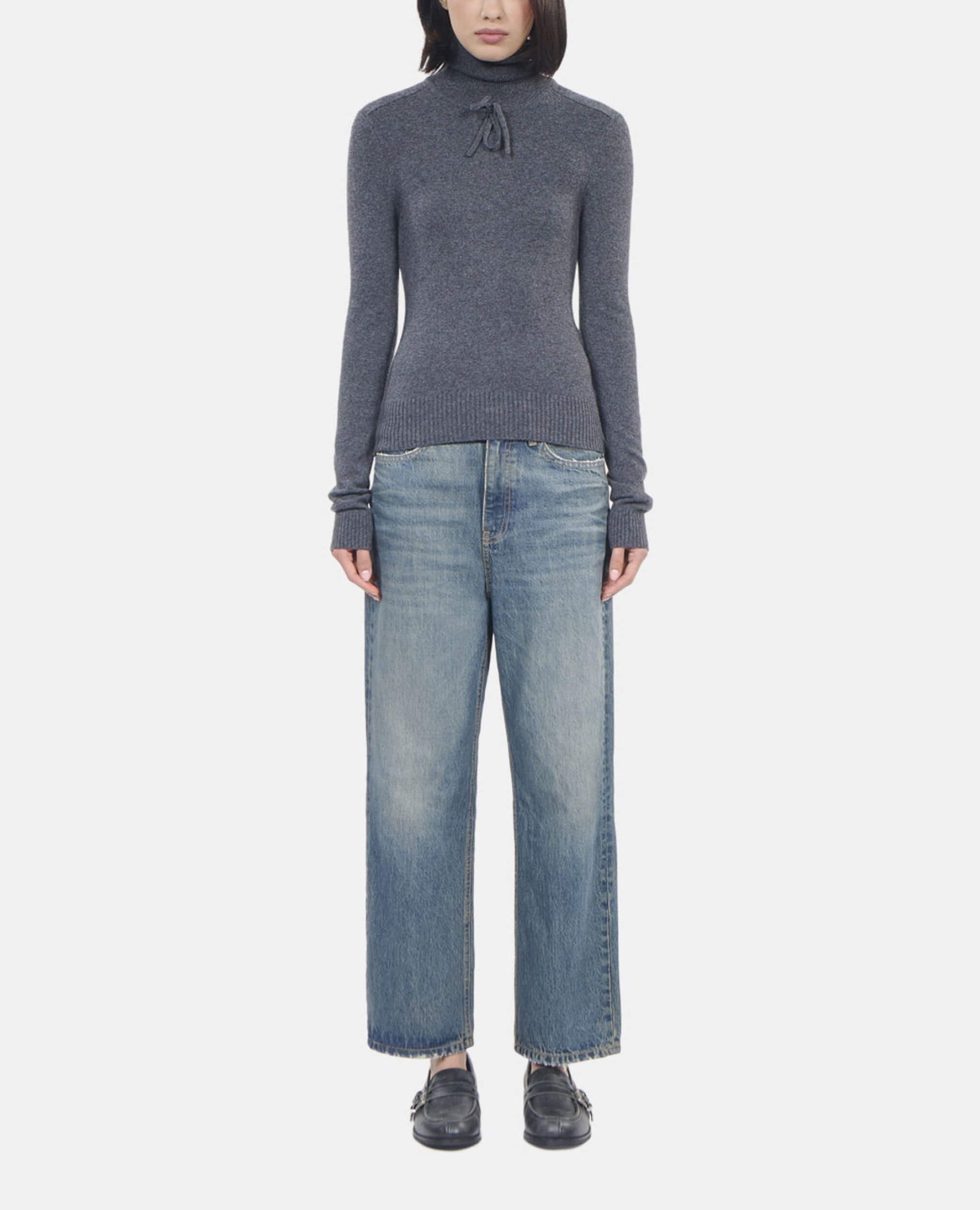 Grey cashmere sweater, ANTHRACITE MELANGE, hi-res image number null