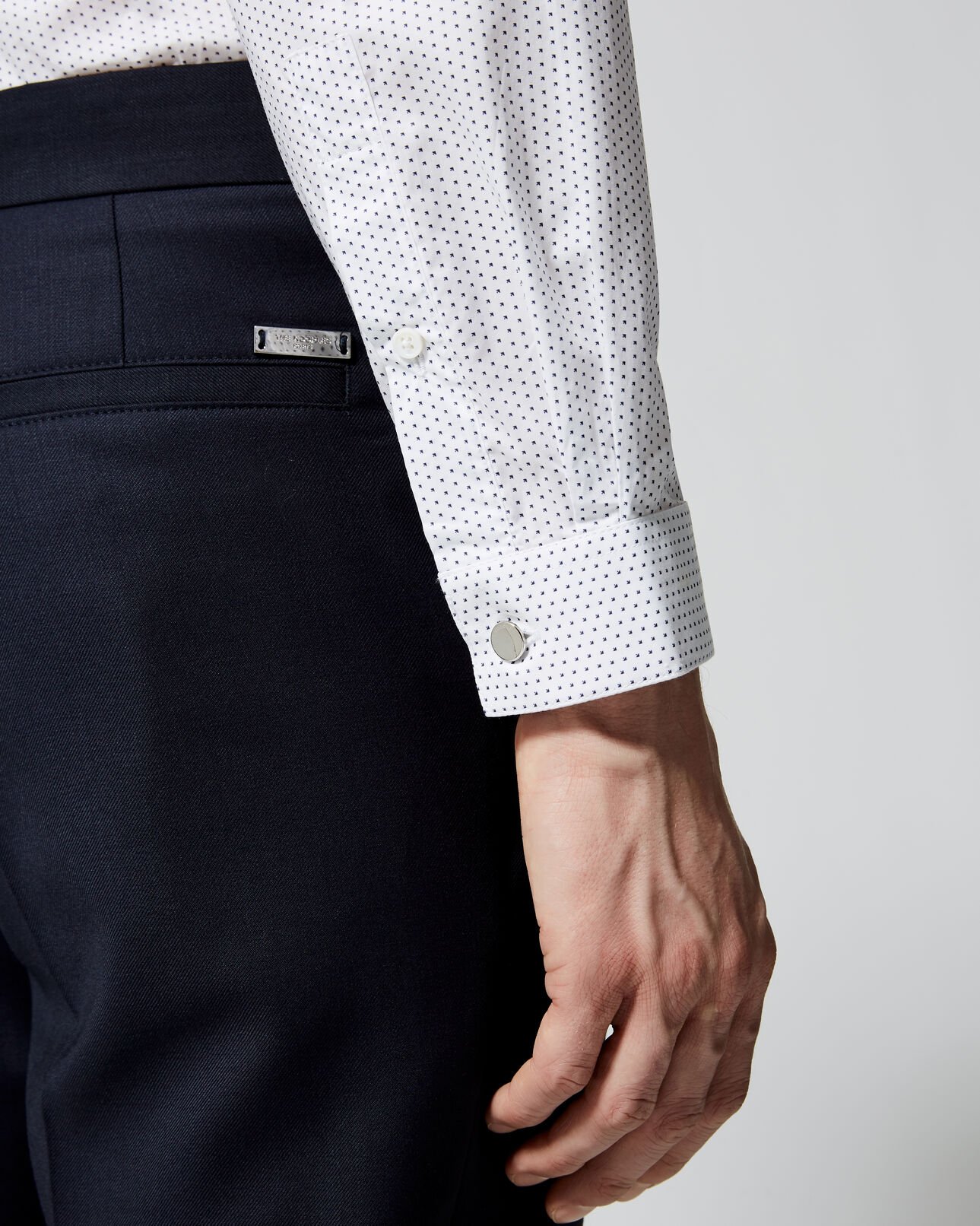 The Kooples MEN WHITE printed white shirt with folded collar