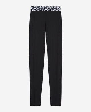 The Kooples DAMEN BLACK schwarze leggings aus funktionsmaterial mit logo