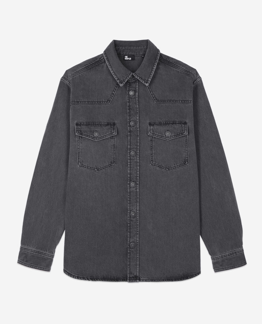 The Kooples HOMME DARK GREY chemise en denim grise