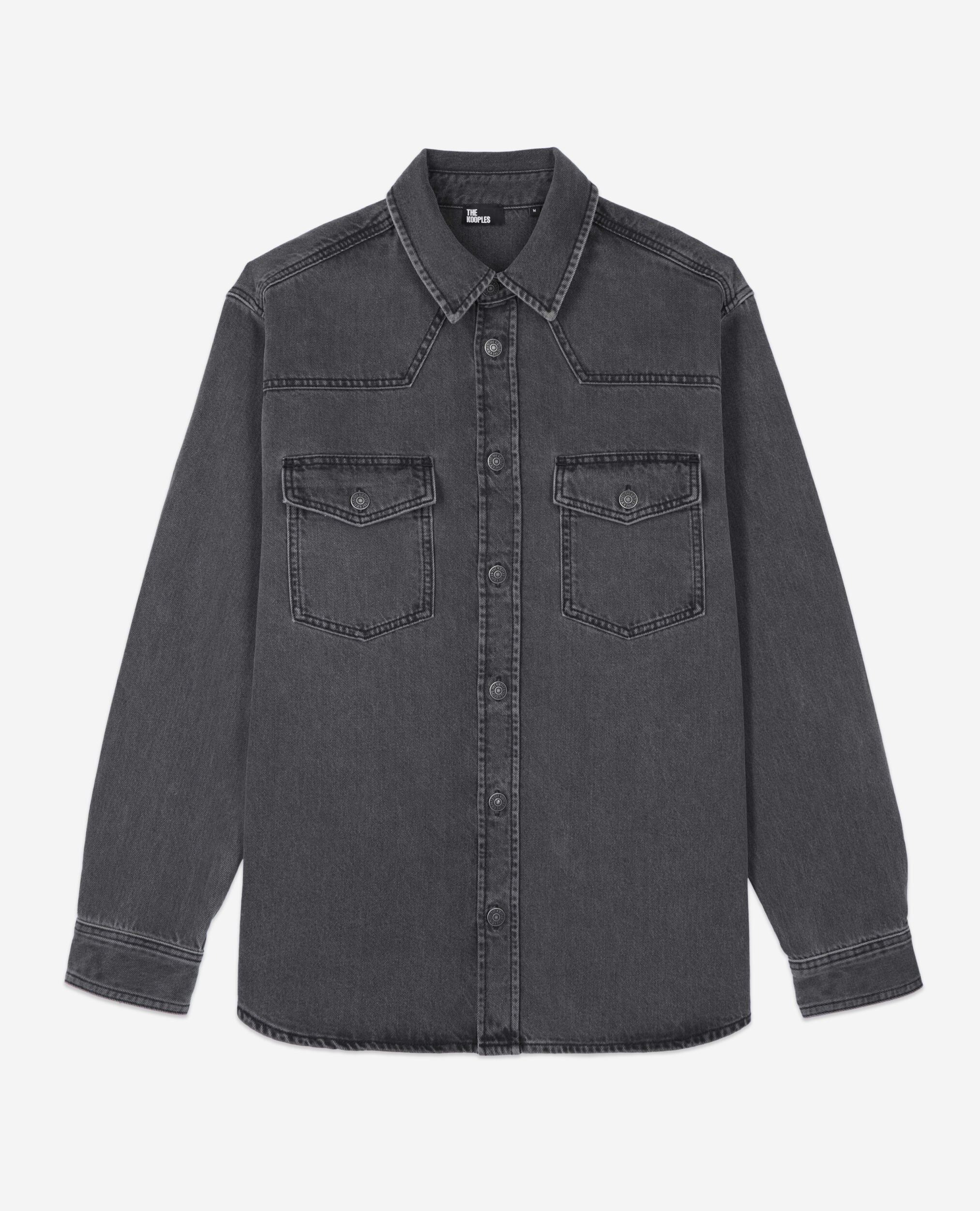 Chemise en denim grise, DARK GREY, hi-res image number null