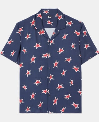 The Kooples HOMME NAVY-RED chemise manches courtes imprim&eacute; &eacute;toiles
