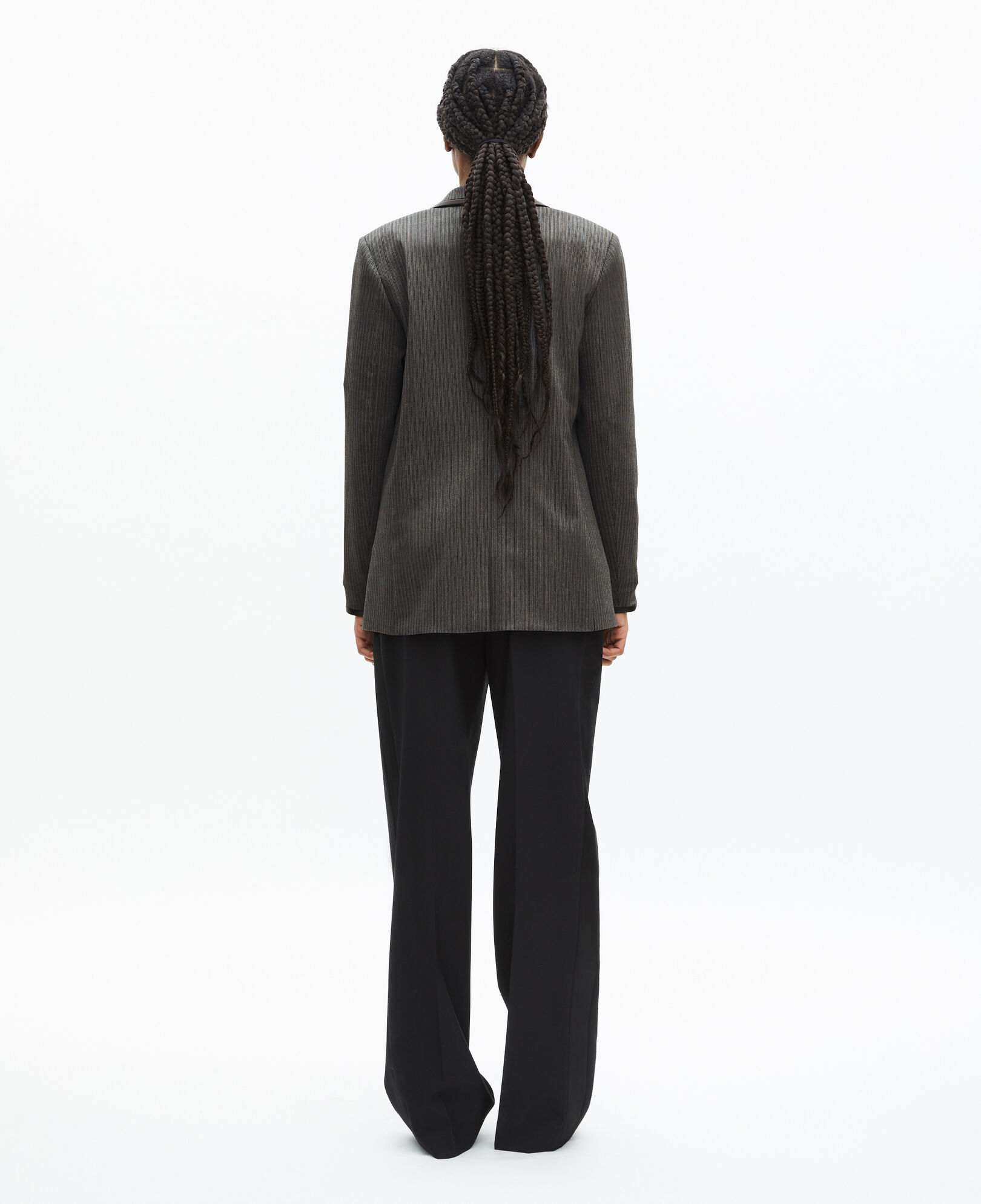 The Kooples WOMEN DARK GREY gray striped wool blend jacket