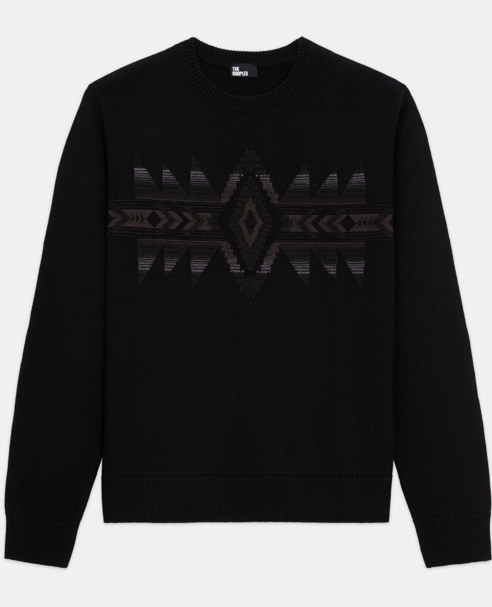 Geometric print sweater, BLACK DARK GREY, hi-res image number null
