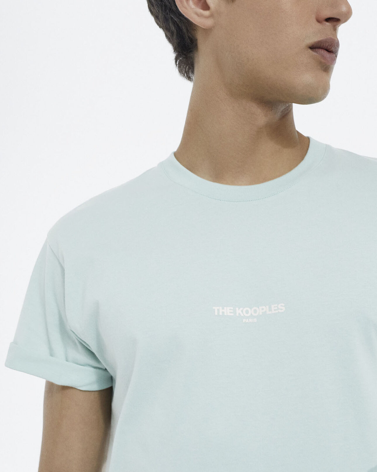 The Kooples HOMME GRIS BLEU t-shirt vert logo the kooples contrasté