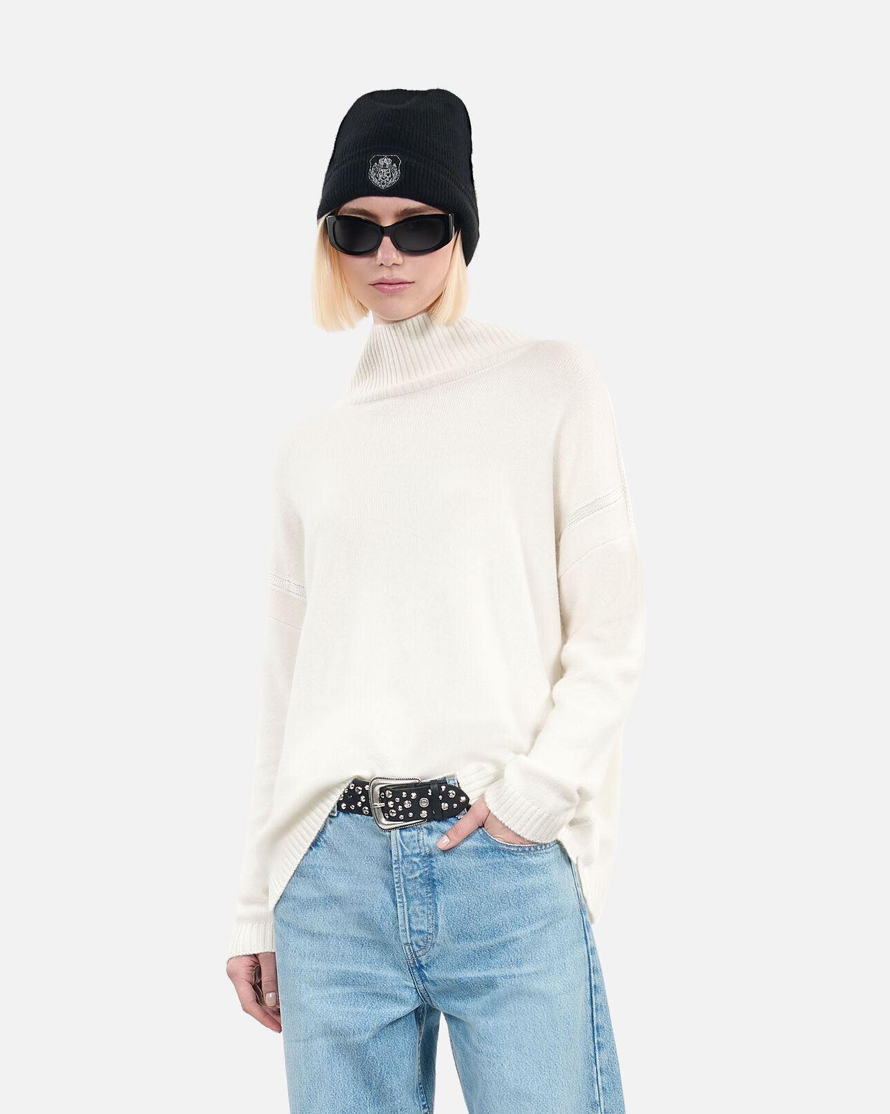 The Kooples FEMME ECRU pull en cachemire écru