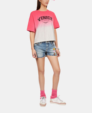 The Kooples F RETRO PINK gradient pink t-shirt with venice serigraphy