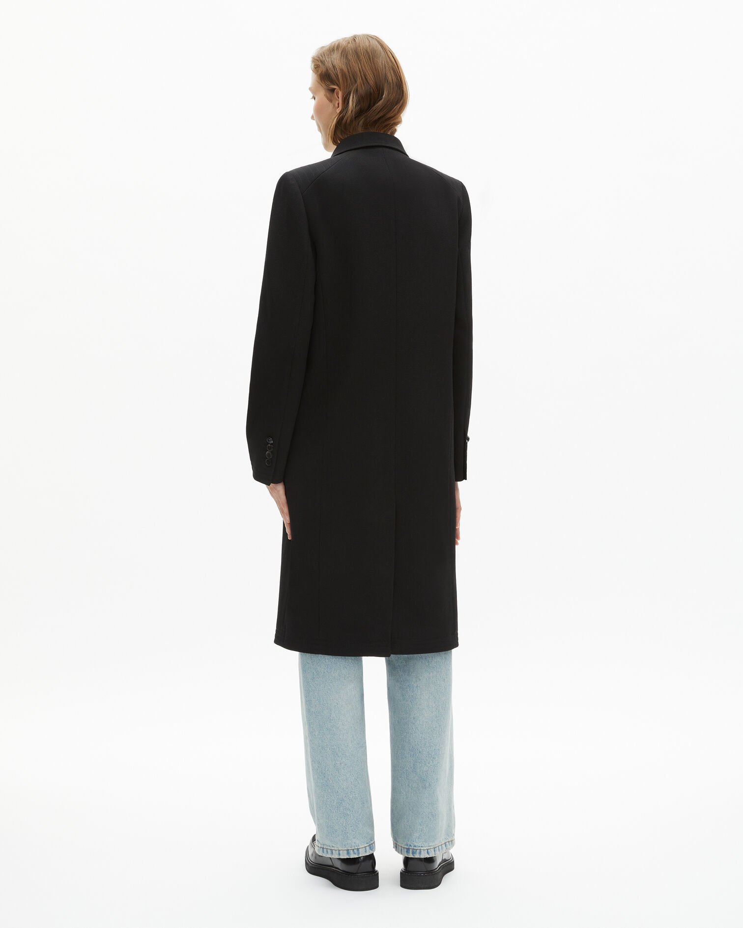 Manteau long en laine noir, BLACK, hi-res image number null