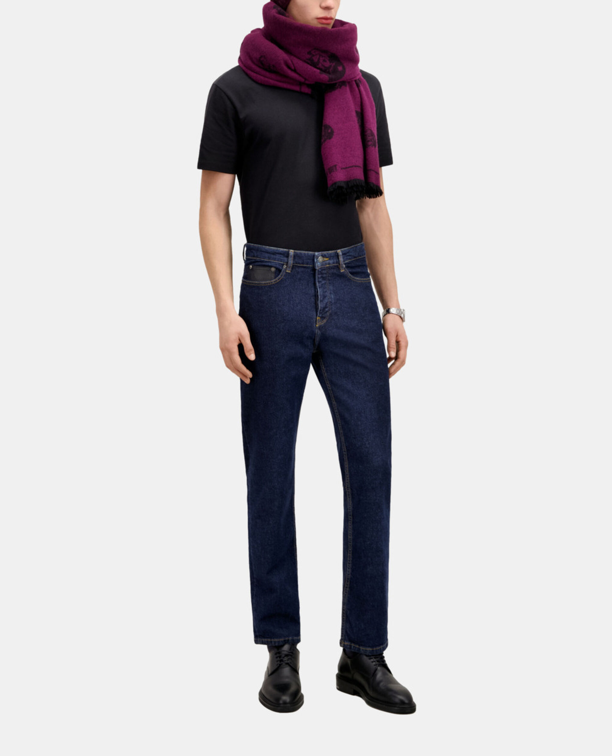 Jean bleu slim avec poche en cuir, BLUE BRUT, hi-res image number null