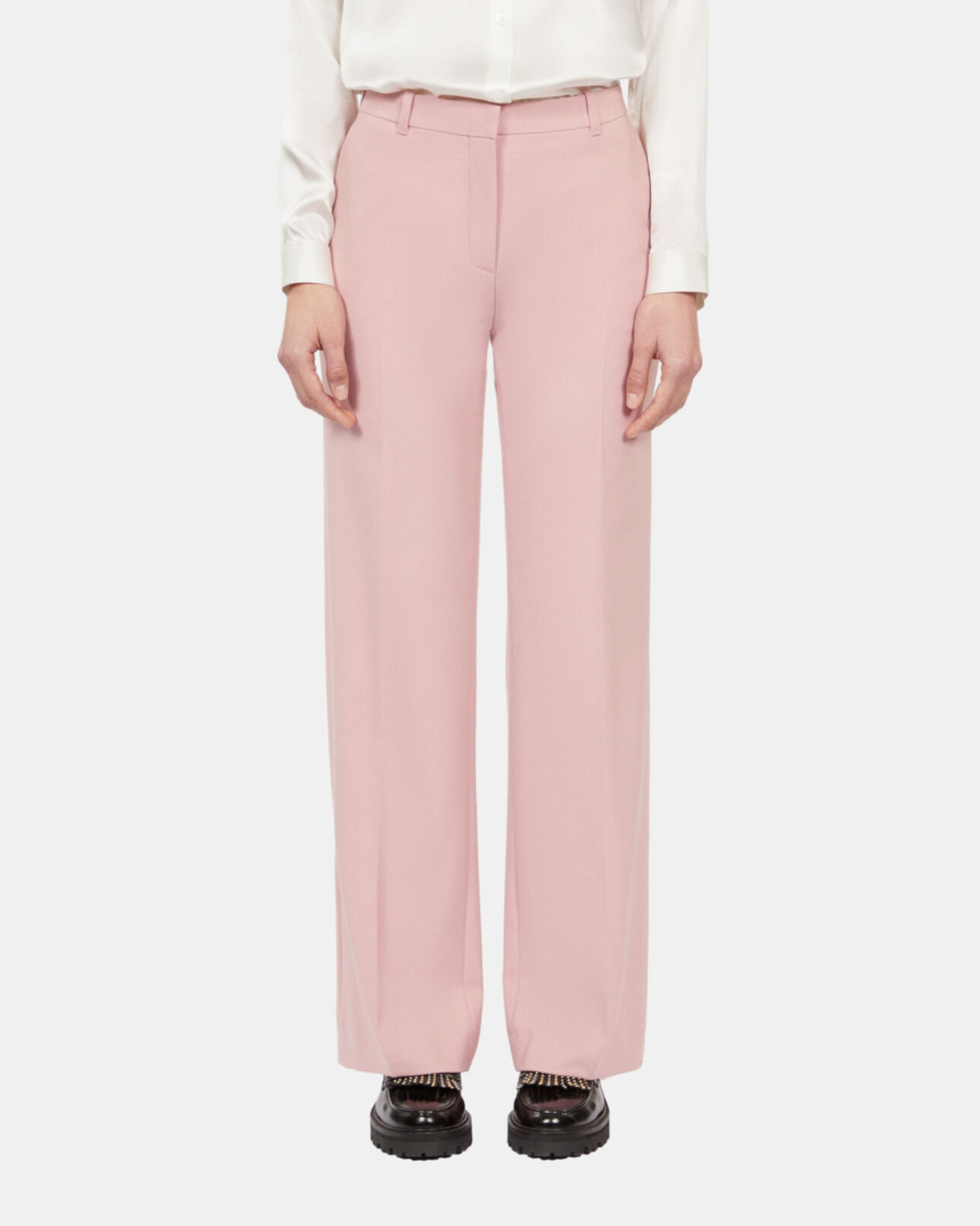 The Kooples FEMME PASTEL PINK pantalon tailleur en laine mélangée rose