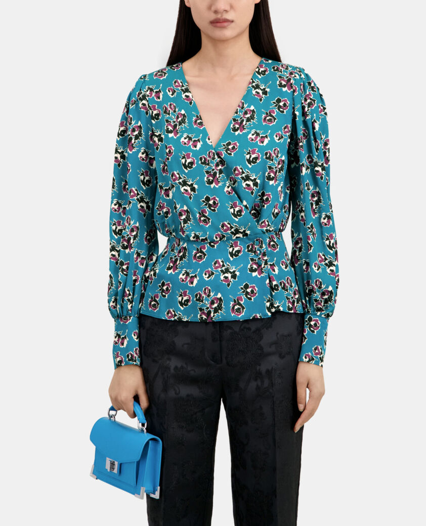 The Kooples FEMME PINK - BLUE top croisé imprimé