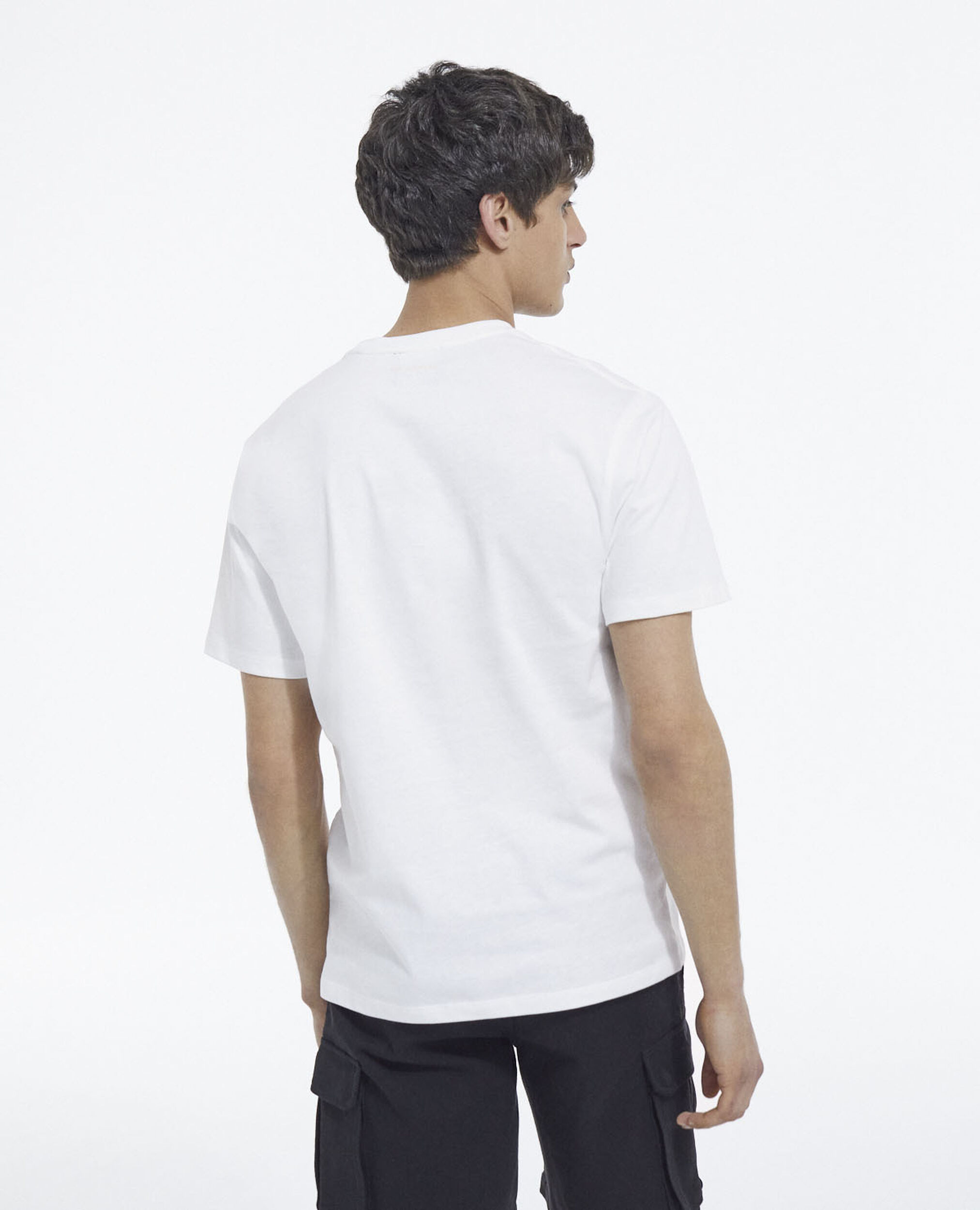 T-shirt blanc imprimé tête de mort et fleurs, WHITE, hi-res image number null