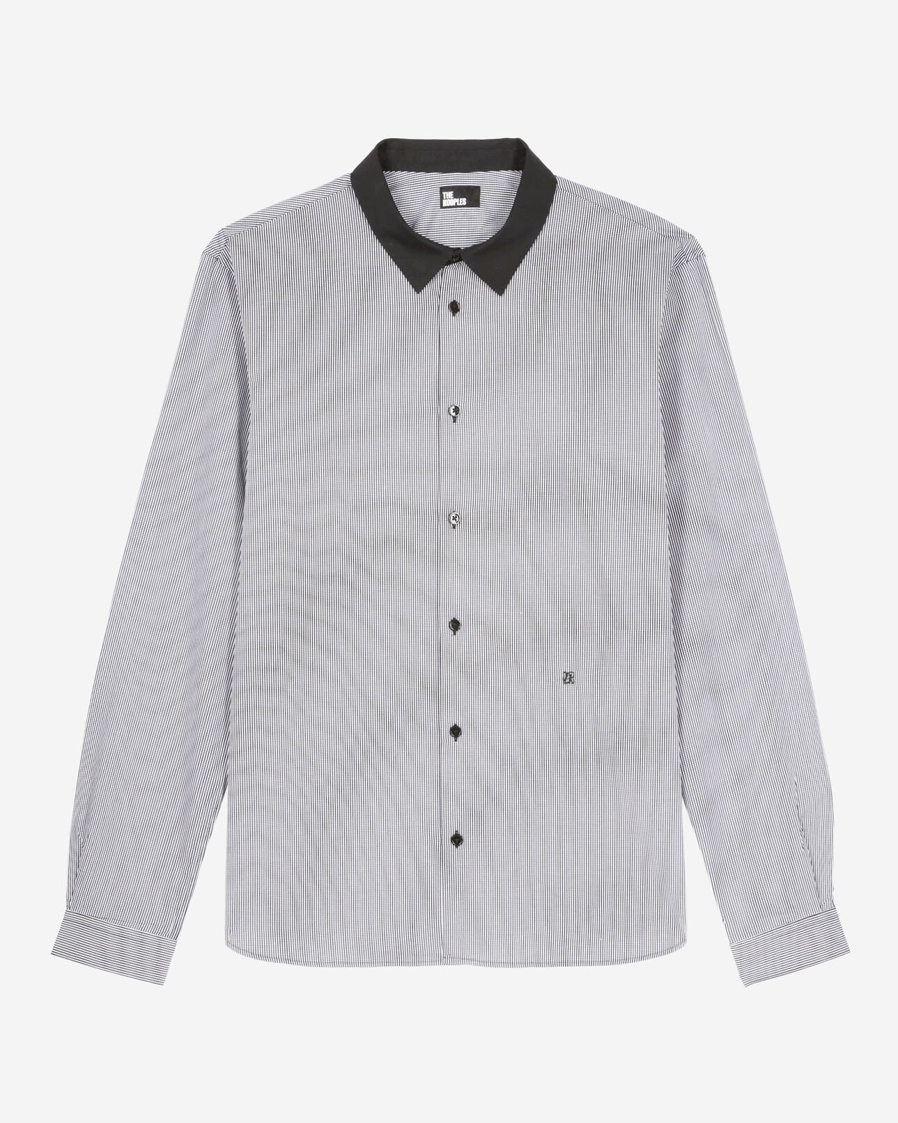 The Kooples HERREN BLACK WHITE schwarzes hemd mit mikrokaromuster