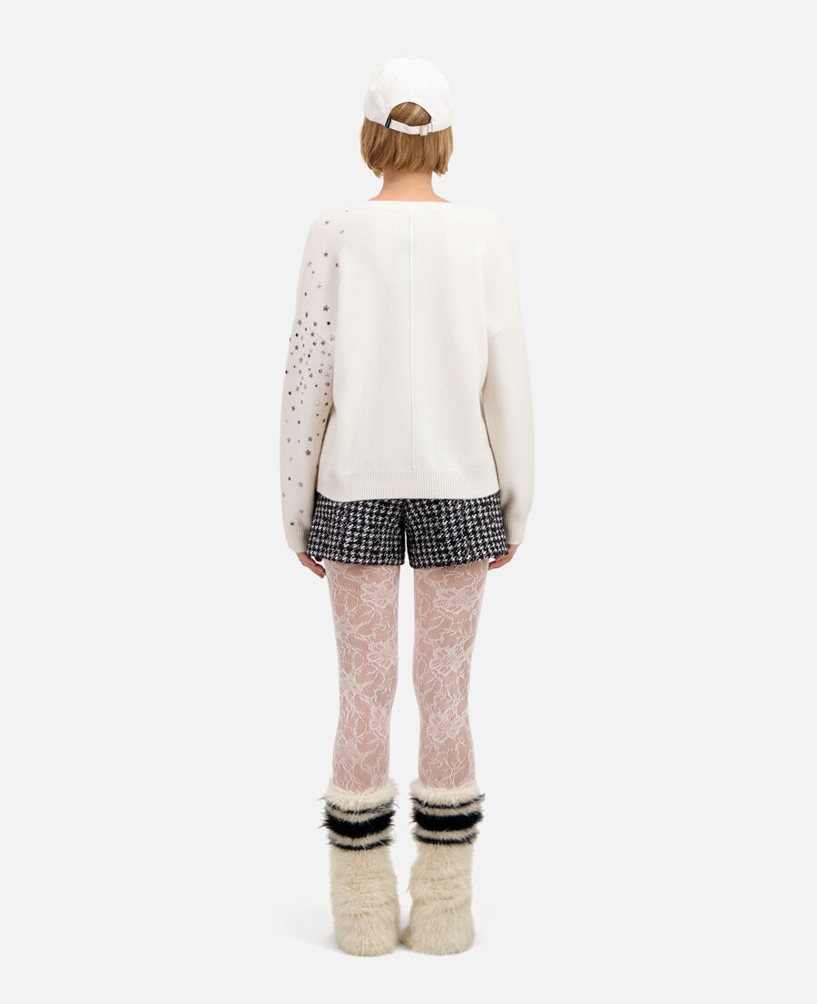 ecru sweater in cashmere-blend with stars
