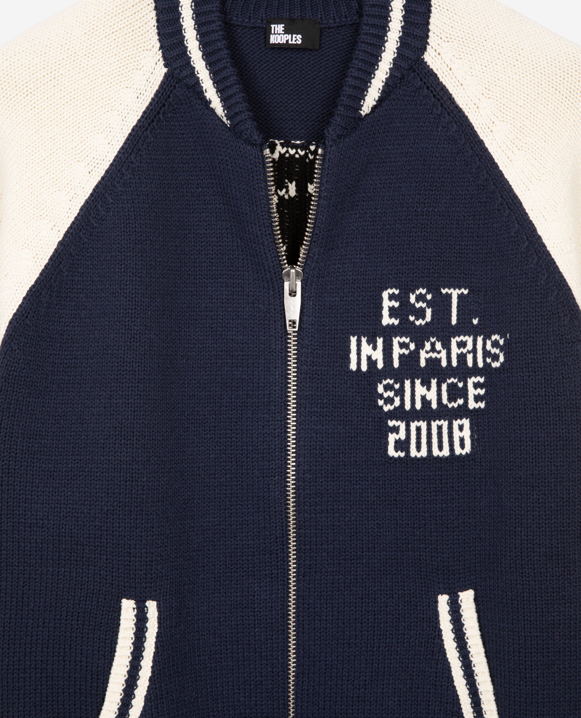Cardigan teddy marine et écru, DARK NAVY-ECRU, hi-res image number null
