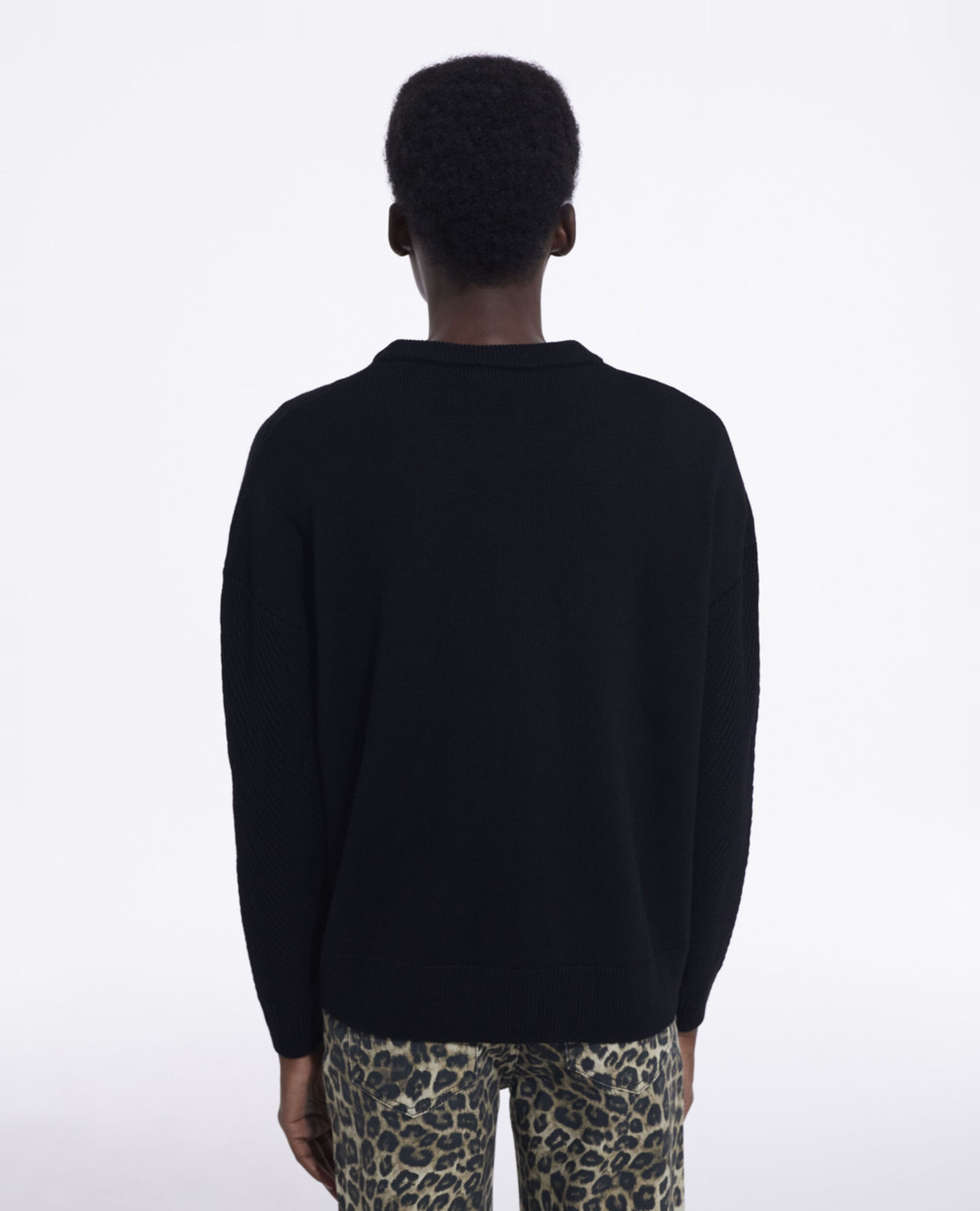 Black wool sweater, BLACK, hi-res image number null