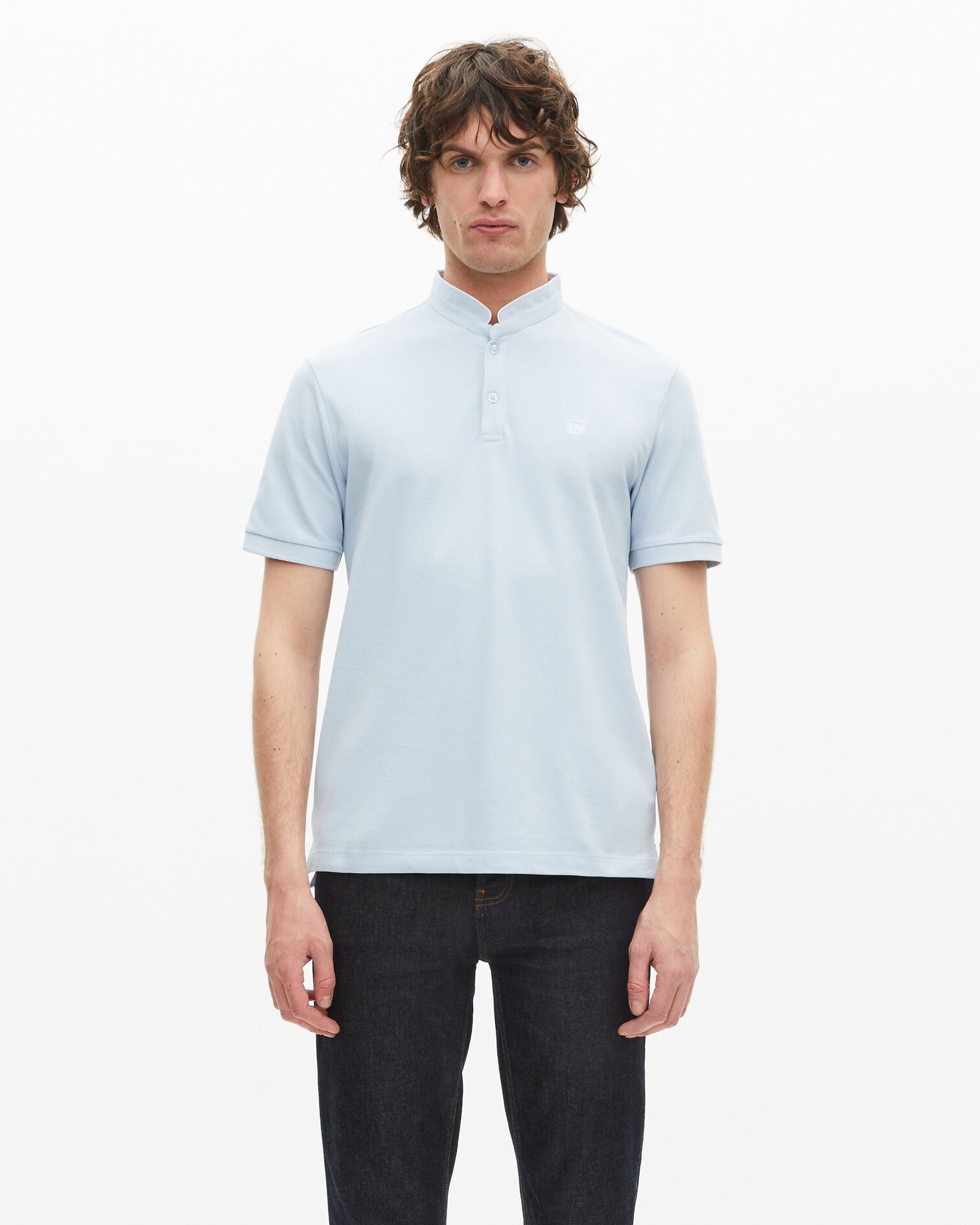Light blue cotton pique polo t-shirt, LAVENDER, hi-res image number null