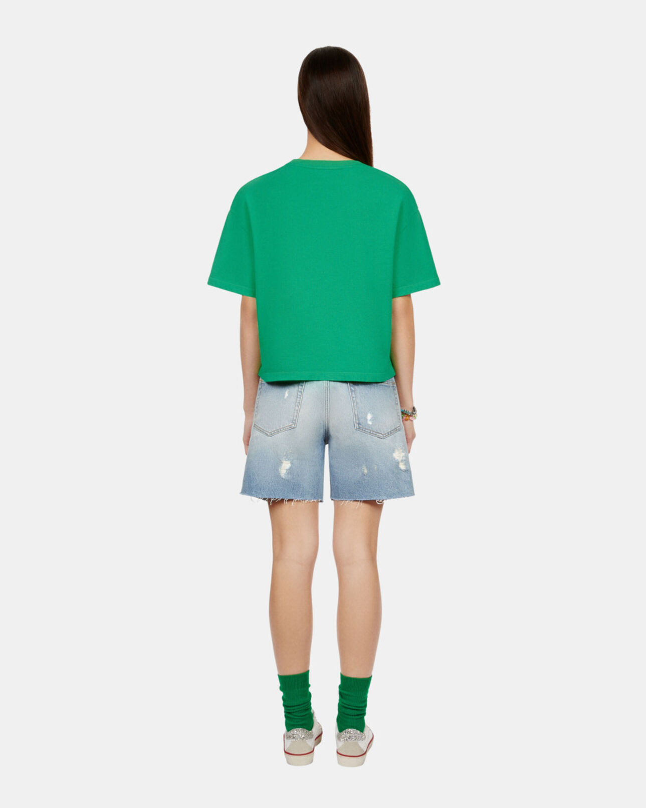 The Kooples WOMEN GREEN light green t-shirt with silverlake serigraphy