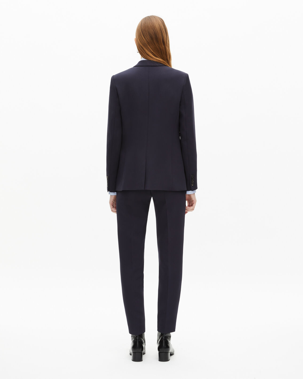 The Kooples F DARK NAVY navy blue structured crepe tailored jacket 