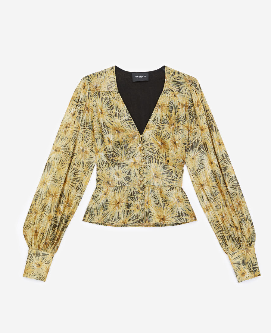 flowing top with gold print - peplum