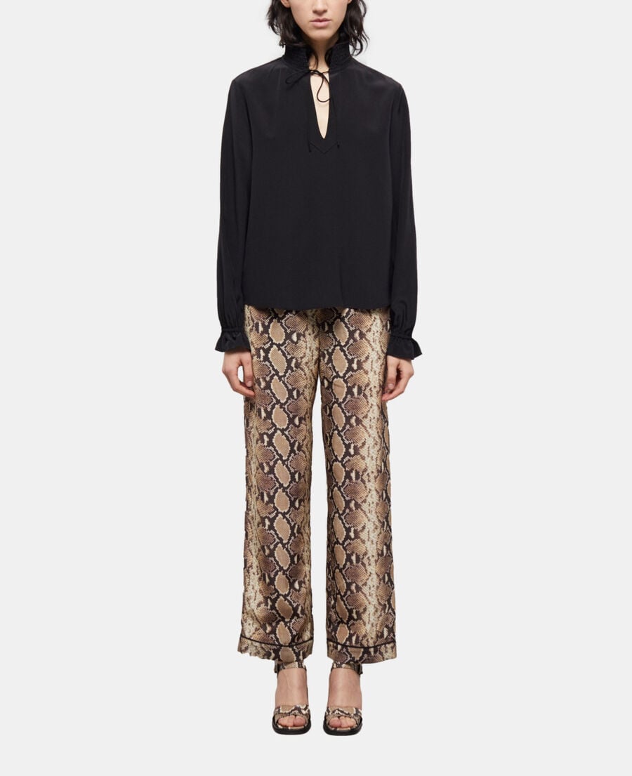 The Kooples FEMME BLACK blouse en soie noire