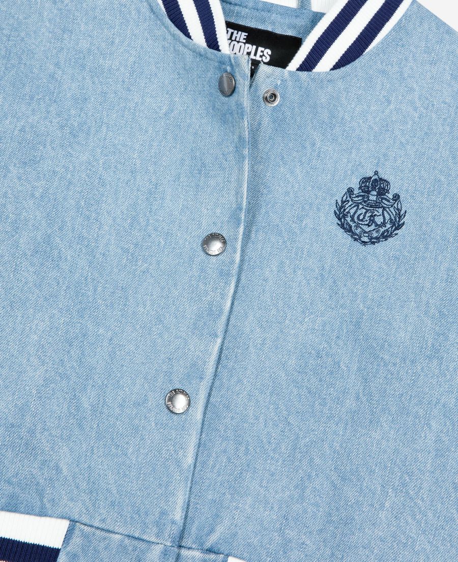 The Kooples WOMEN BLUE WHITE short-sleeved teddy jacket in denim