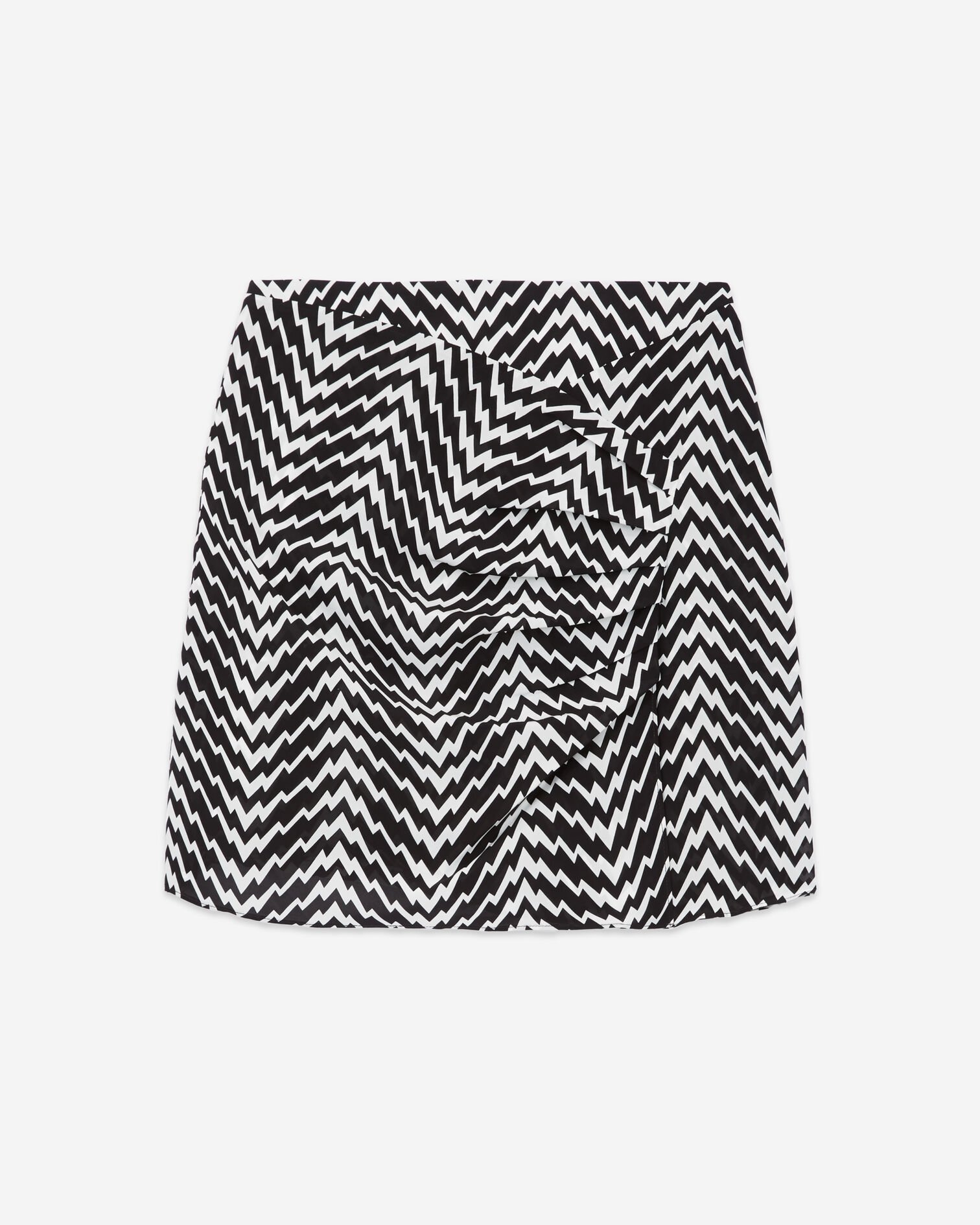 Falda corta drapeada negra, BLACK WHITE, hi-res image number null