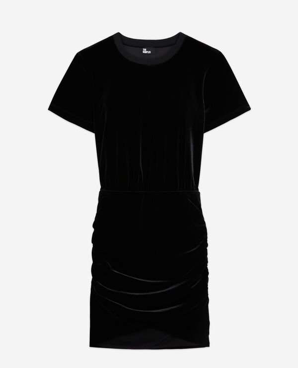 schwarzes kurzes samtkleid