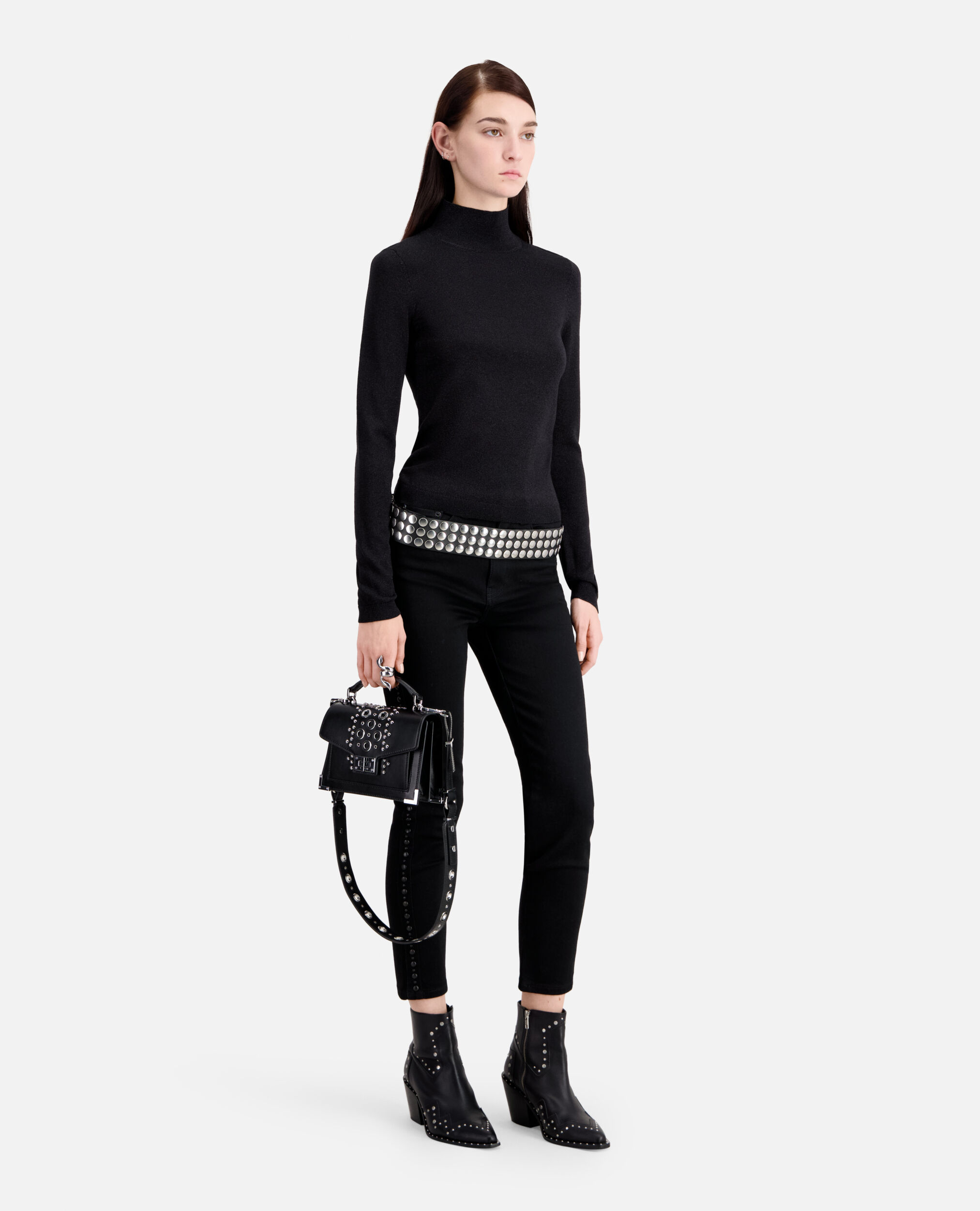 Schwarzer Pullover mit Pailletten-Effekt, BLACK, hi-res image number null