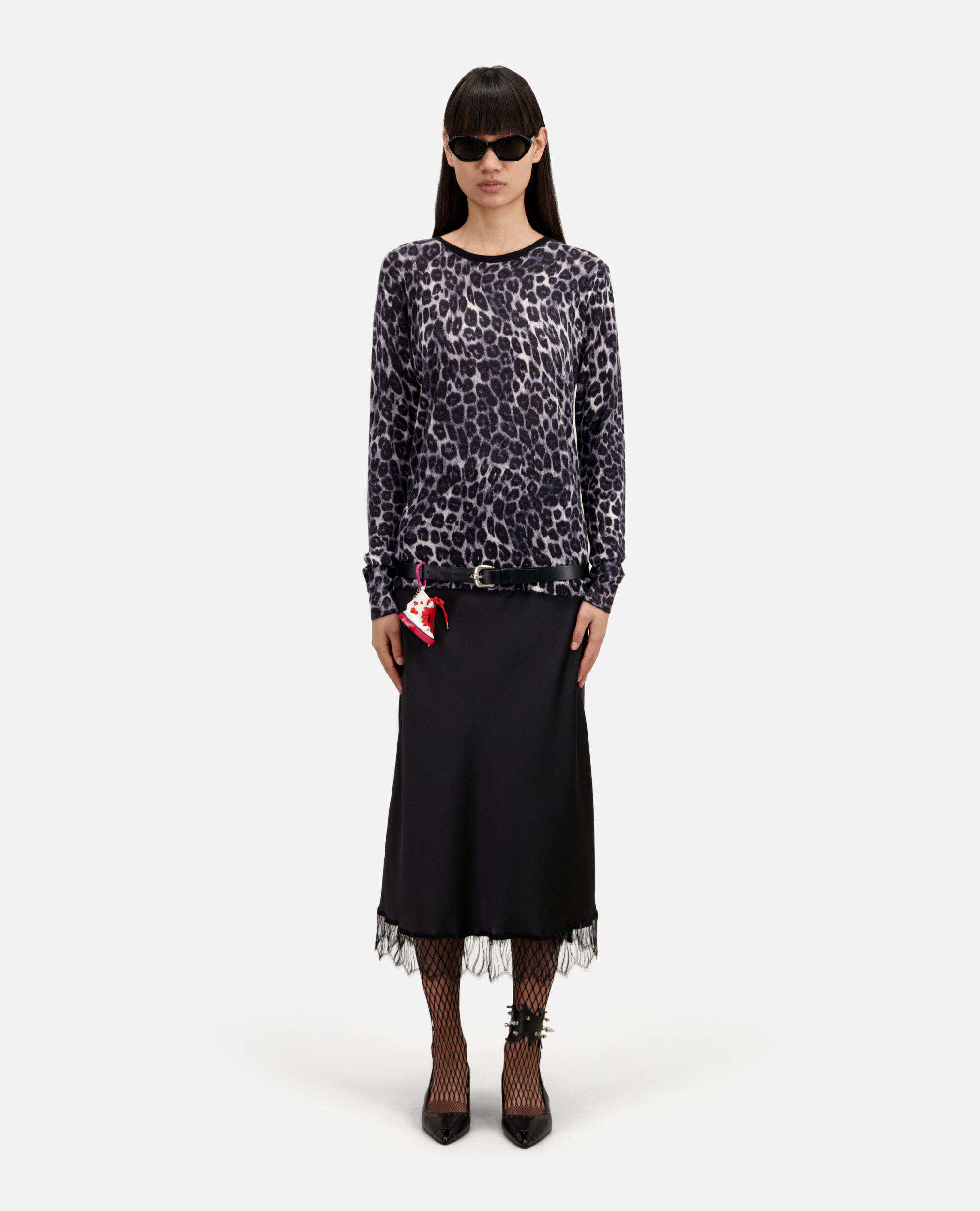 Pullover aus Kaschmir mit Print, BLACK WHITE LEOPARD, hi-res image number null