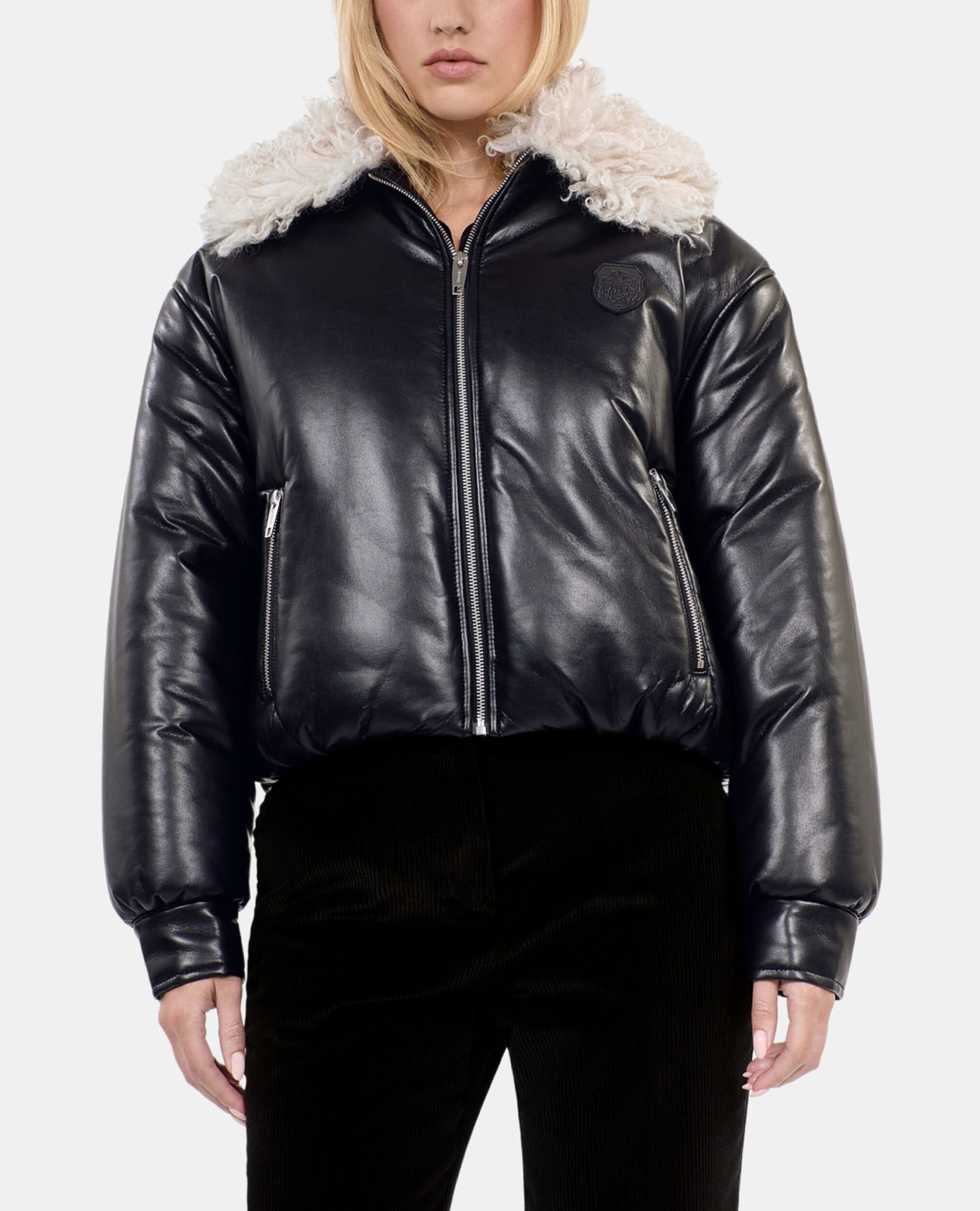 Black leather-effect jacket, BLACK, hi-res image number null