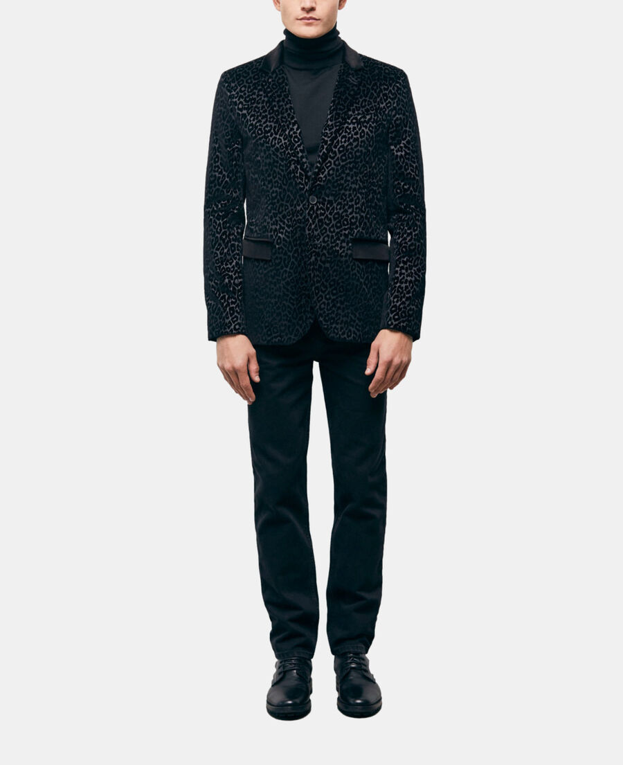 black leopard print suit vest